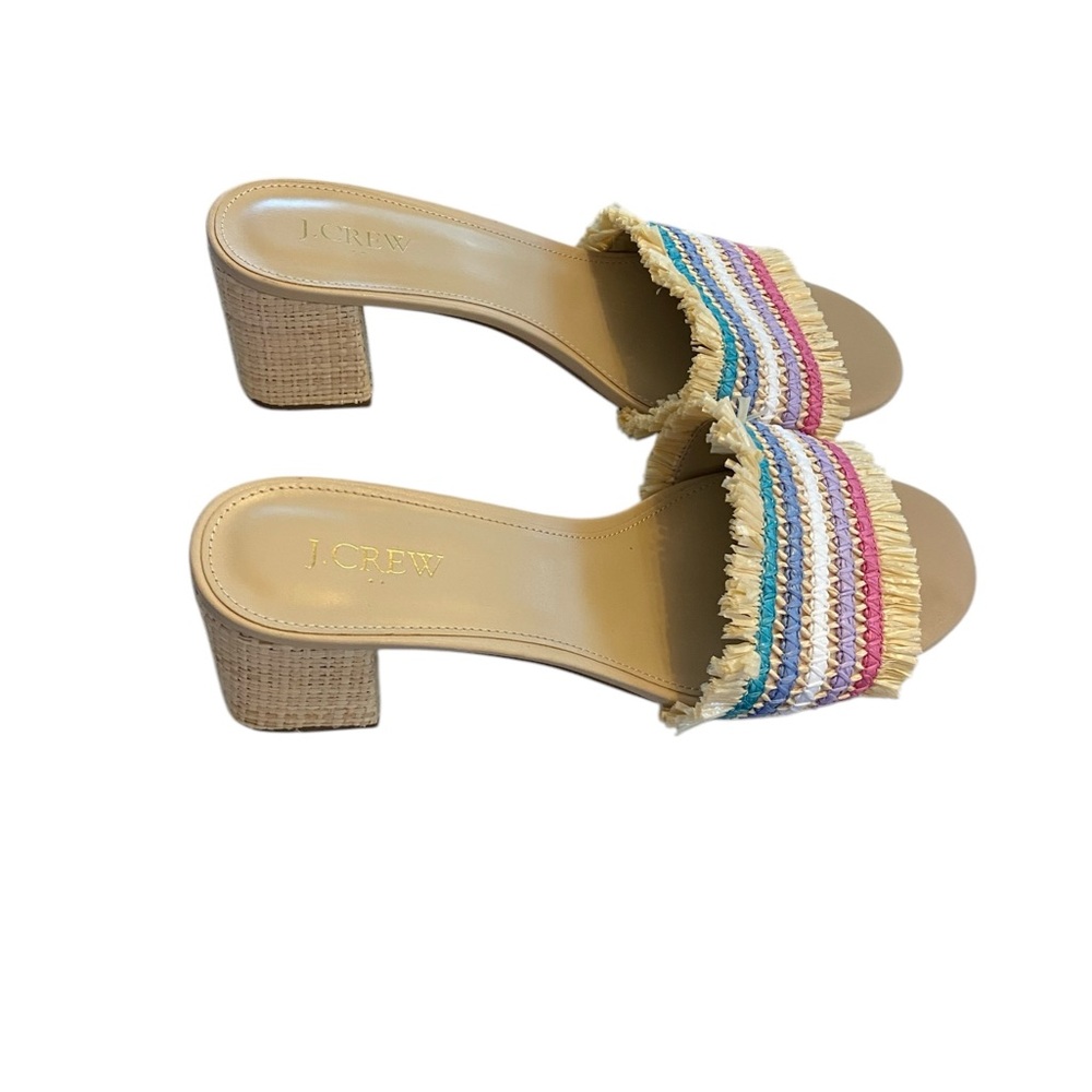 J. Crew Women's Multicolor raffia Block Heel Sandals